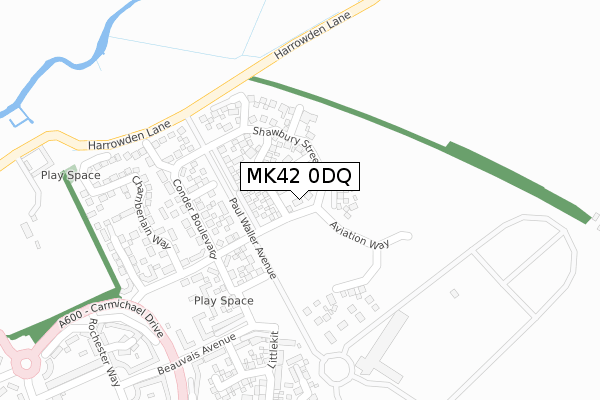 MK42 0DQ map - large scale - OS Open Zoomstack (Ordnance Survey)