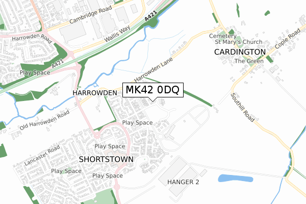 MK42 0DQ map - small scale - OS Open Zoomstack (Ordnance Survey)