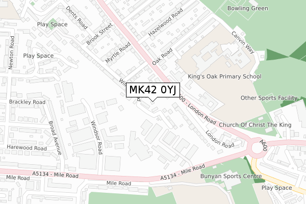 MK42 0YJ map - large scale - OS Open Zoomstack (Ordnance Survey)