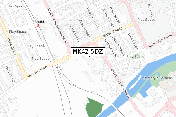 MK42 5DZ map - large scale - OS Open Zoomstack (Ordnance Survey)