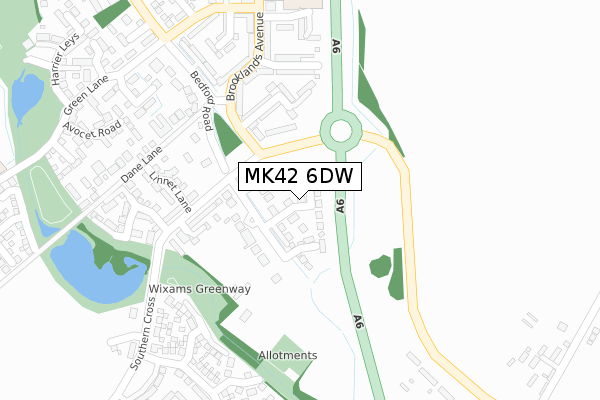 MK42 6DW map - large scale - OS Open Zoomstack (Ordnance Survey)