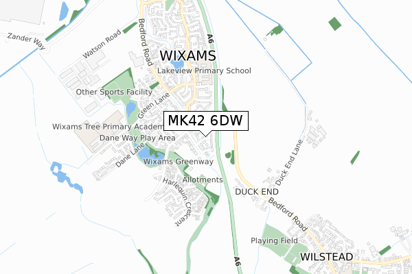 MK42 6DW map - small scale - OS Open Zoomstack (Ordnance Survey)