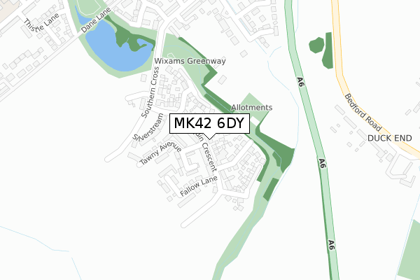 MK42 6DY map - large scale - OS Open Zoomstack (Ordnance Survey)