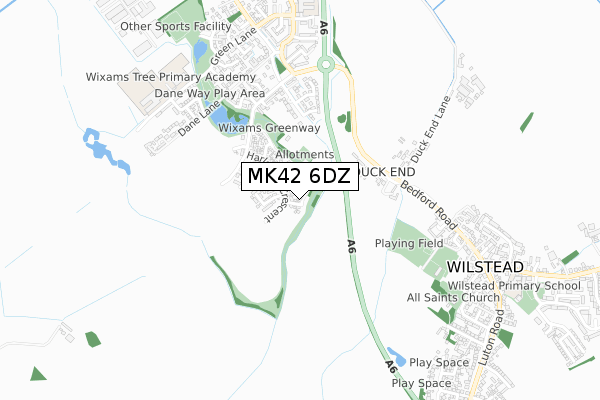 MK42 6DZ map - small scale - OS Open Zoomstack (Ordnance Survey)