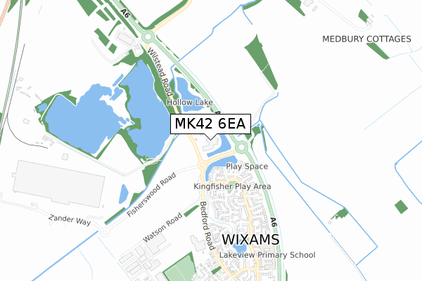 MK42 6EA map - small scale - OS Open Zoomstack (Ordnance Survey)