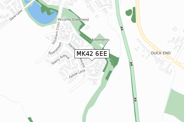 MK42 6EE map - large scale - OS Open Zoomstack (Ordnance Survey)