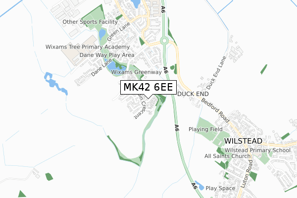 MK42 6EE map - small scale - OS Open Zoomstack (Ordnance Survey)