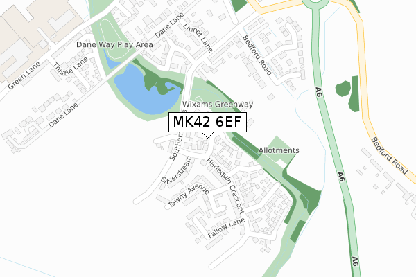 MK42 6EF map - large scale - OS Open Zoomstack (Ordnance Survey)