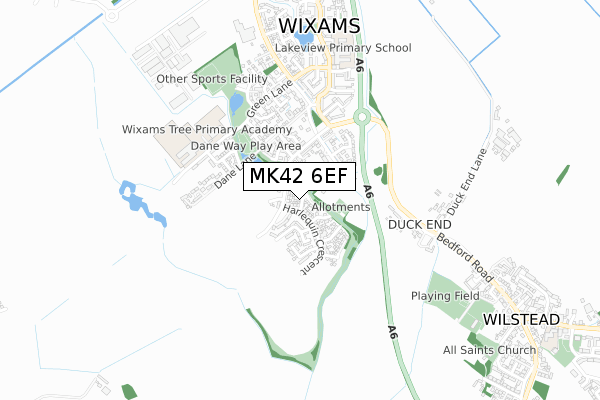 MK42 6EF map - small scale - OS Open Zoomstack (Ordnance Survey)