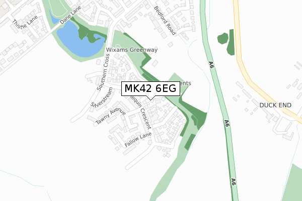 MK42 6EG map - large scale - OS Open Zoomstack (Ordnance Survey)