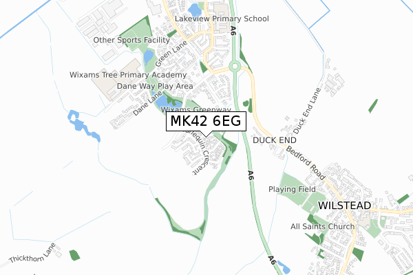 MK42 6EG map - small scale - OS Open Zoomstack (Ordnance Survey)