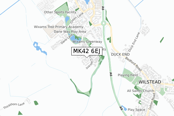 MK42 6EJ map - small scale - OS Open Zoomstack (Ordnance Survey)