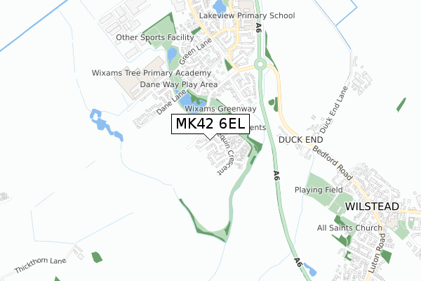 MK42 6EL map - small scale - OS Open Zoomstack (Ordnance Survey)