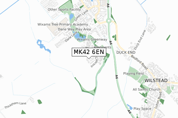 MK42 6EN map - small scale - OS Open Zoomstack (Ordnance Survey)