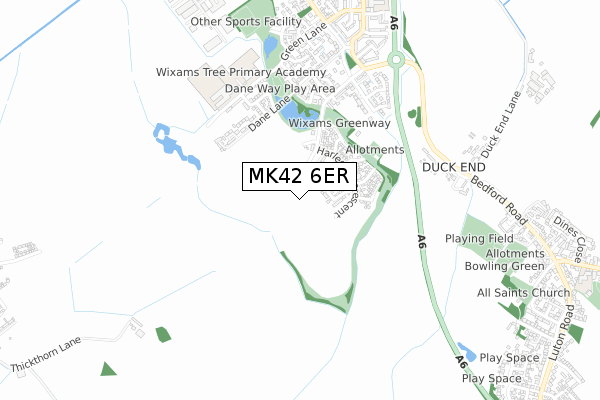 MK42 6ER map - small scale - OS Open Zoomstack (Ordnance Survey)