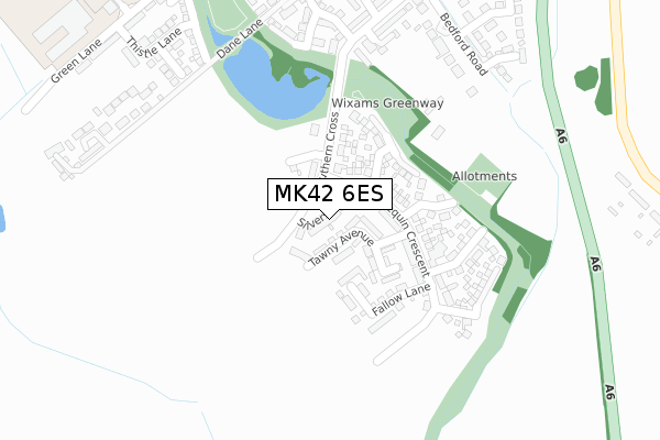 MK42 6ES map - large scale - OS Open Zoomstack (Ordnance Survey)