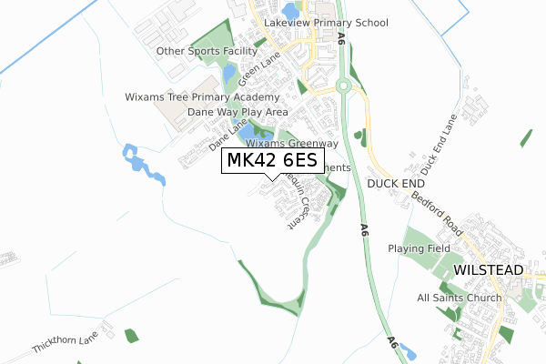 MK42 6ES map - small scale - OS Open Zoomstack (Ordnance Survey)