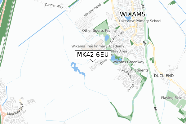 MK42 6EU map - small scale - OS Open Zoomstack (Ordnance Survey)