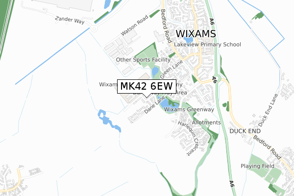 MK42 6EW map - small scale - OS Open Zoomstack (Ordnance Survey)