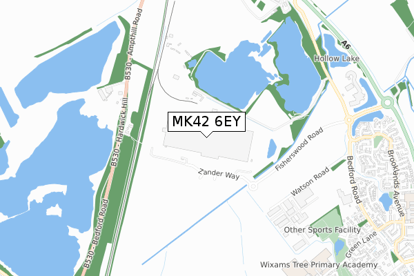 MK42 6EY map - small scale - OS Open Zoomstack (Ordnance Survey)