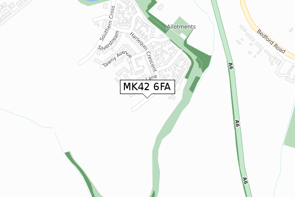 MK42 6FA map - large scale - OS Open Zoomstack (Ordnance Survey)