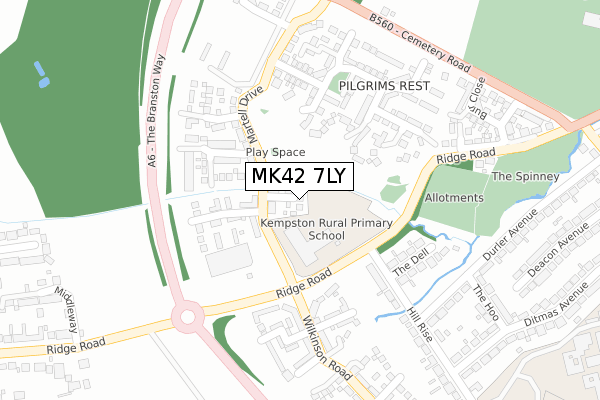 MK42 7LY map - large scale - OS Open Zoomstack (Ordnance Survey)