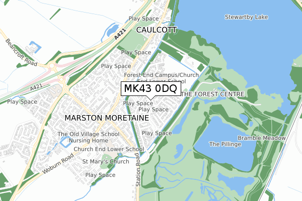 MK43 0DQ map - small scale - OS Open Zoomstack (Ordnance Survey)