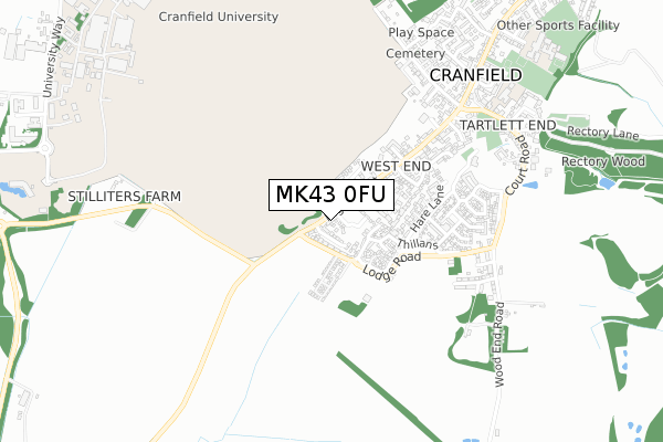 MK43 0FU map - small scale - OS Open Zoomstack (Ordnance Survey)