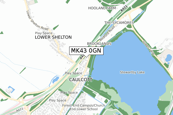 MK43 0GN map - small scale - OS Open Zoomstack (Ordnance Survey)