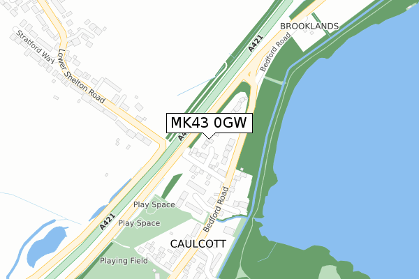 MK43 0GW map - large scale - OS Open Zoomstack (Ordnance Survey)