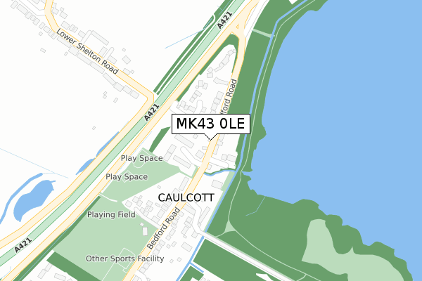 MK43 0LE map - large scale - OS Open Zoomstack (Ordnance Survey)