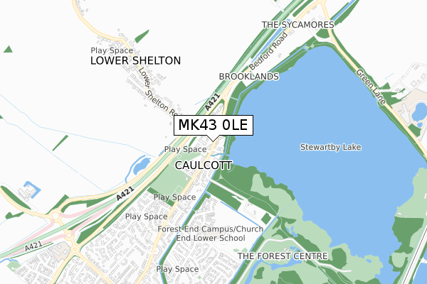 MK43 0LE map - small scale - OS Open Zoomstack (Ordnance Survey)