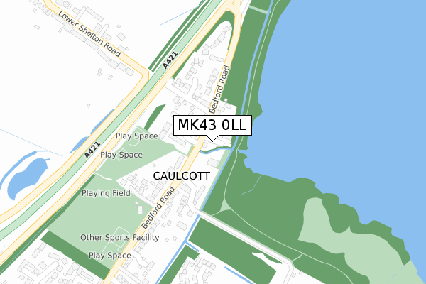 MK43 0LL map - large scale - OS Open Zoomstack (Ordnance Survey)