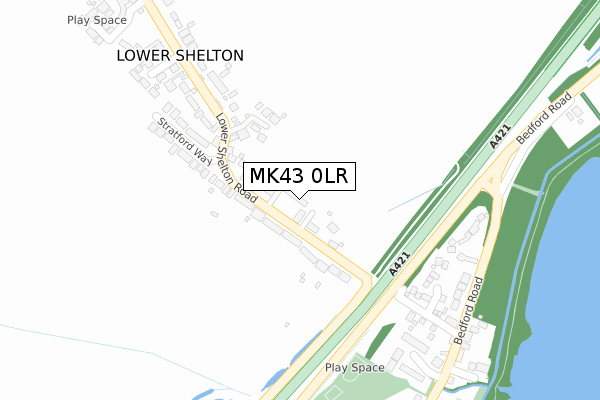 MK43 0LR map - large scale - OS Open Zoomstack (Ordnance Survey)