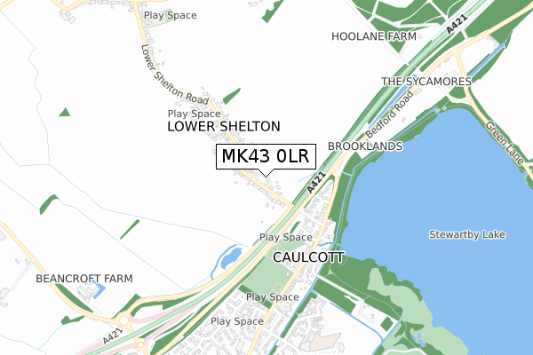 MK43 0LR map - small scale - OS Open Zoomstack (Ordnance Survey)