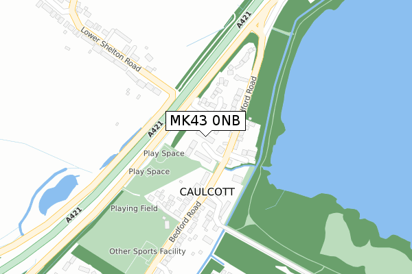 MK43 0NB map - large scale - OS Open Zoomstack (Ordnance Survey)