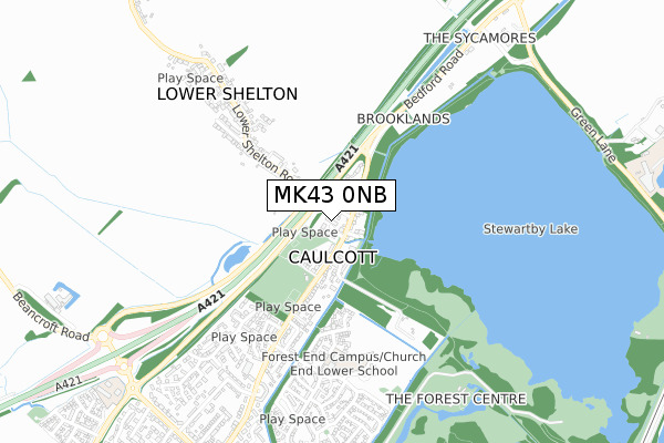 MK43 0NB map - small scale - OS Open Zoomstack (Ordnance Survey)