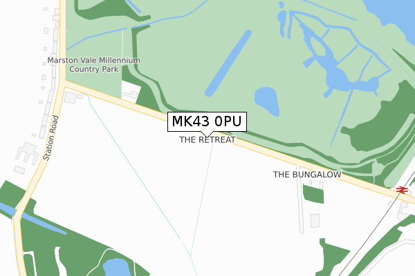 MK43 0PU map - large scale - OS Open Zoomstack (Ordnance Survey)