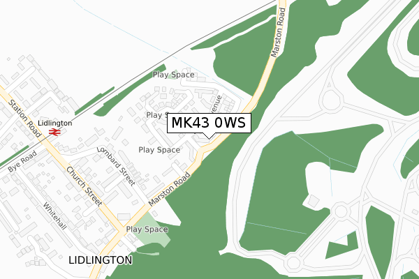 MK43 0WS map - large scale - OS Open Zoomstack (Ordnance Survey)