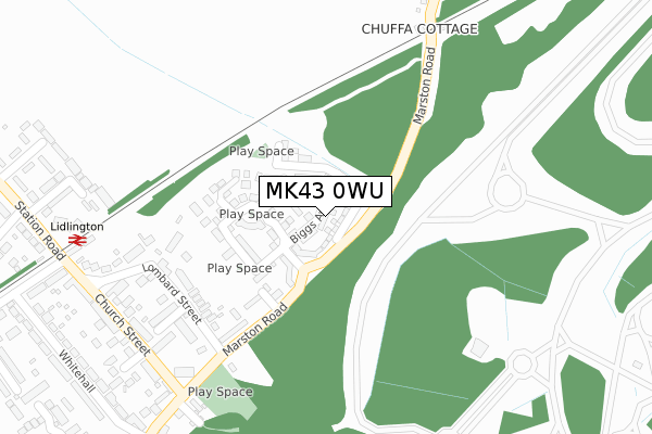 MK43 0WU map - large scale - OS Open Zoomstack (Ordnance Survey)