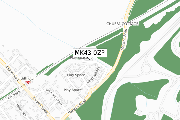 MK43 0ZP map - large scale - OS Open Zoomstack (Ordnance Survey)