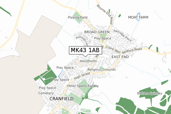 MK43 1AB map - small scale - OS Open Zoomstack (Ordnance Survey)