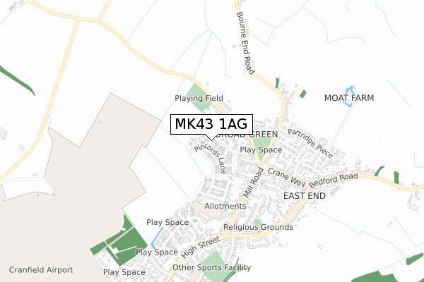 MK43 1AG map - small scale - OS Open Zoomstack (Ordnance Survey)