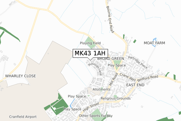 MK43 1AH map - small scale - OS Open Zoomstack (Ordnance Survey)