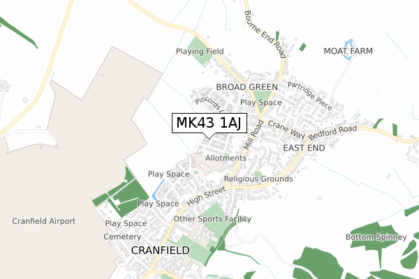 MK43 1AJ map - small scale - OS Open Zoomstack (Ordnance Survey)