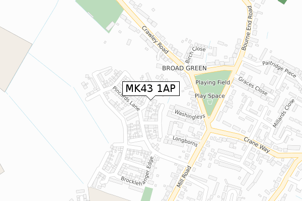 MK43 1AP map - large scale - OS Open Zoomstack (Ordnance Survey)