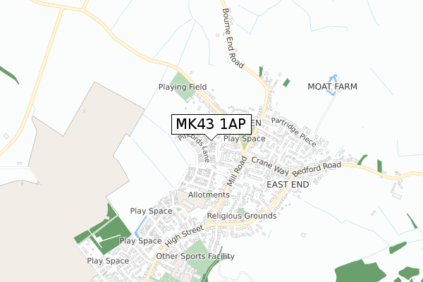 MK43 1AP map - small scale - OS Open Zoomstack (Ordnance Survey)