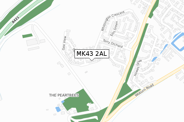 MK43 2AL map - large scale - OS Open Zoomstack (Ordnance Survey)