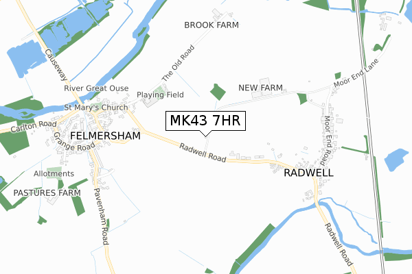 MK43 7HR map - small scale - OS Open Zoomstack (Ordnance Survey)