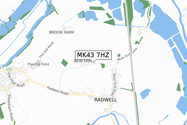 MK43 7HZ map - small scale - OS Open Zoomstack (Ordnance Survey)